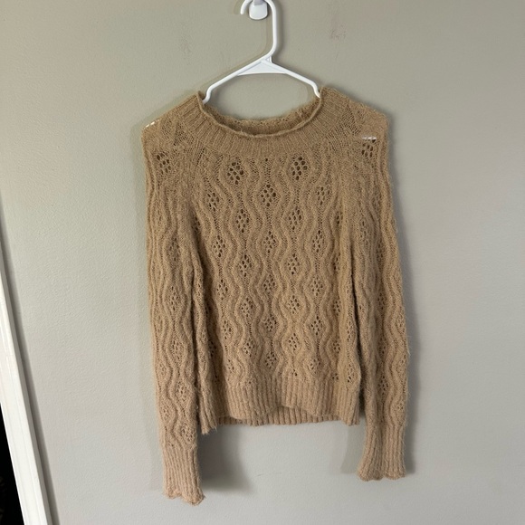 J. Crew Pointelle Alpaca Blend‎ Sweater Tan  XS - Picture 2 of 5